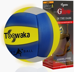 Light up Beach Volleyball,Official Size Glow in The Dark Youth Volleyball, Bright with LED Lights Pre-Installed,Batteries Included
