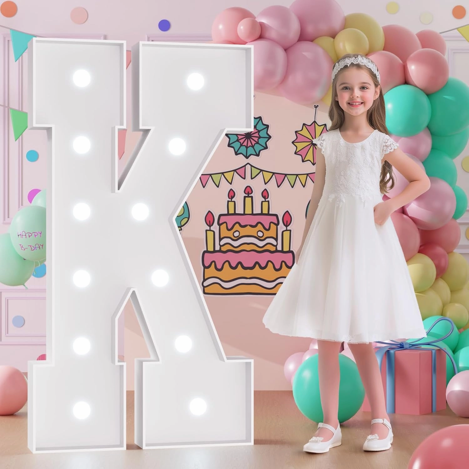 Light Up Letters, Marquee Letters 4 Feet Tall with Cool White Light, Large Letter for Party Baby Shower Wedding Event Graduation Decoration, Marry Me Light Up Letter 4ft Marquee Sign Letras K