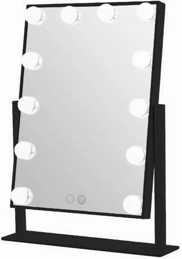 Lighted Makeup Vanity Mirror Tabletop Mirrors for Makeup Dressing Table with 12 Dimmable Light Bulbs (Color : White) (Black)
