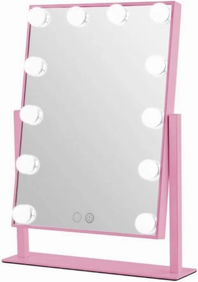 Lighted Makeup Vanity Mirror Tabletop Mirrors for Makeup Dressing Table with 12 Dimmable Light Bulbs (Color : White) (White)