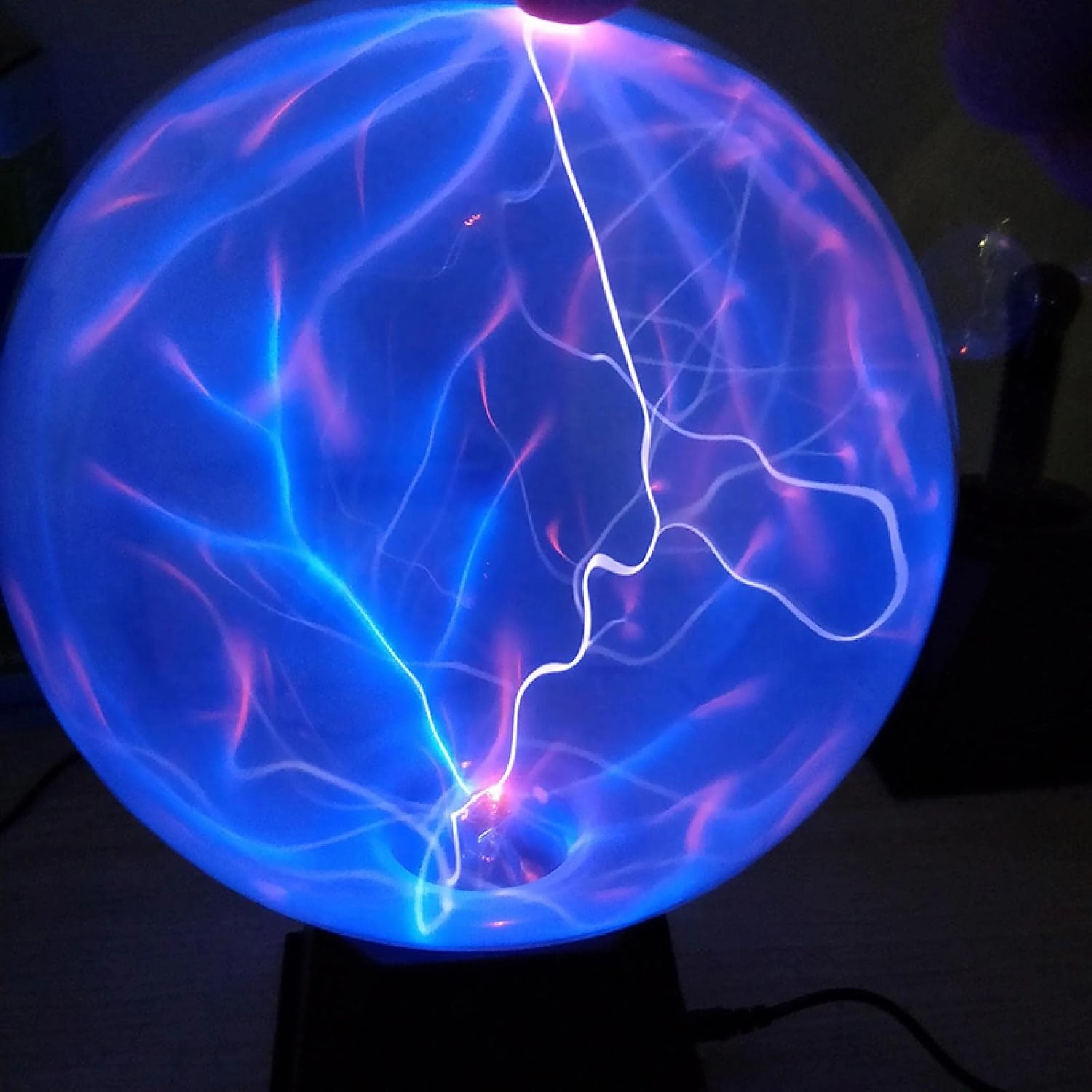 Lightning Ball Ion Ball Tesla Coil Glow Ball Arc Ball Touch Lightning Can Be Voice Controlled 6Inblue