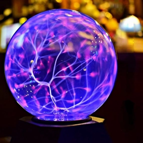 Lightning Ball Ion Ball Tesla Coil Glow Ball Arc Ball Touch Lightning Can Be Voice Controlled 6Inblue
