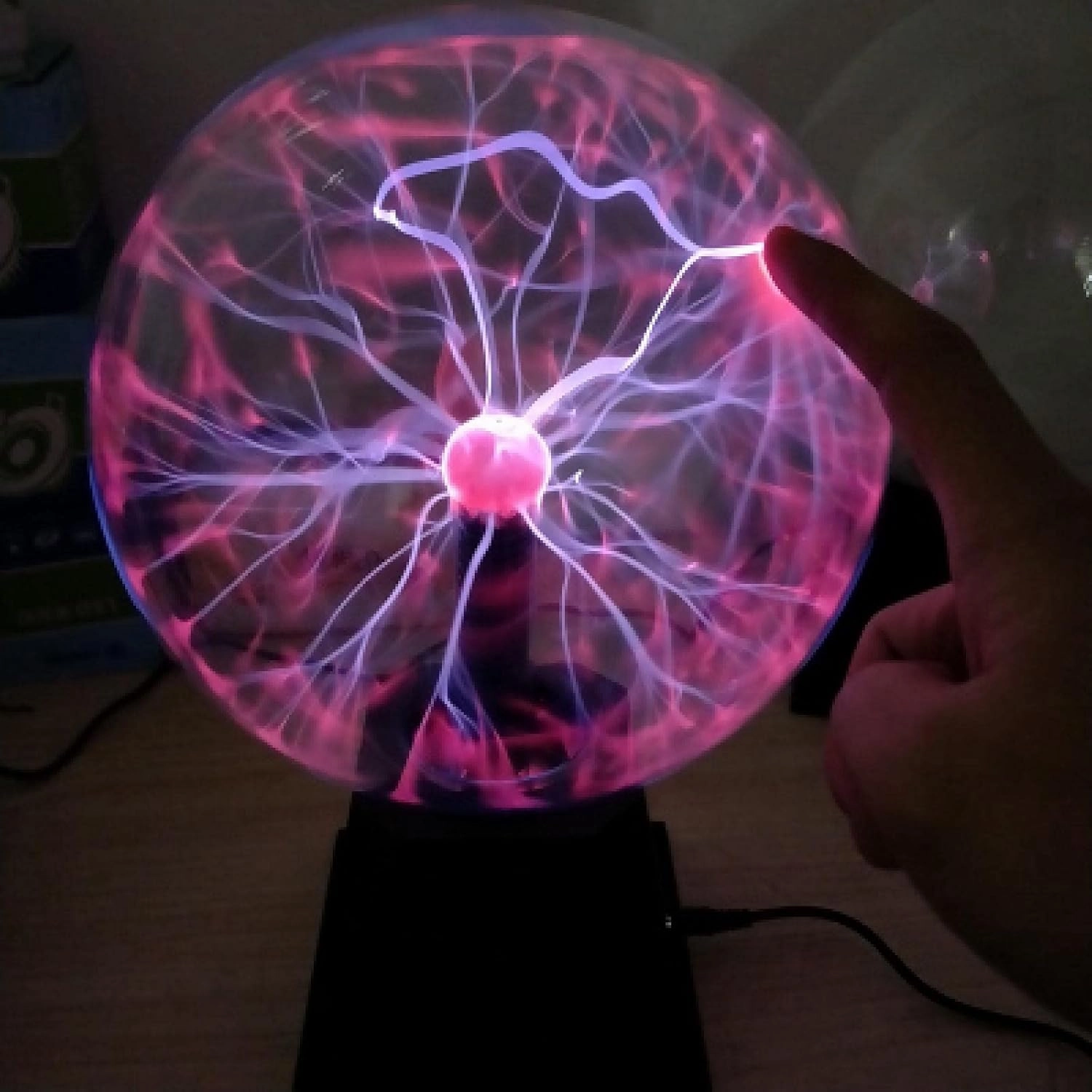 Lightning Ball Ion Ball Tesla Coil Glow Ball Arc Ball Touch Lightning Can Be Voice Controlled 6Inblue