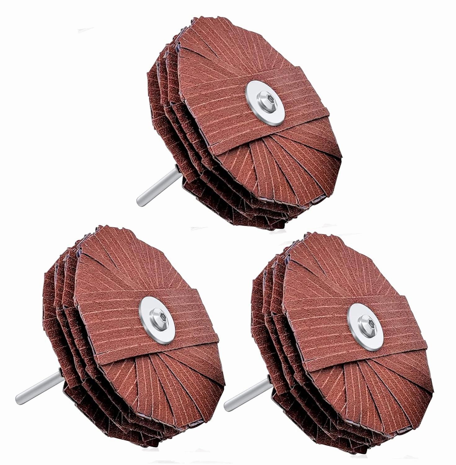 LINE10 Tools 4-inch Sanding Mop Kit, Moulding Flap Wheel Sander for Drill, 120 Grit Mop Sanders Brush, 1/4" Shank, Abrasive Flapper Sander for Woodworking, Contours, Finishing, Pack of 3