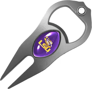 LinksWalker Collegiate Hat Trick Golf Divot Fixer Tool, Football Shaped Magnetic Team Ball Marker, 5-in-1 Multi-Purpose Tool with Bottle Opener, Gift for Golfer