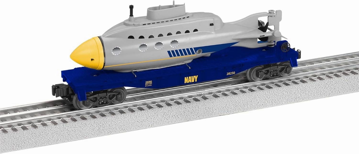 Lionel U.S Navy O Gauge Model Train Flatcar with Submarine Load