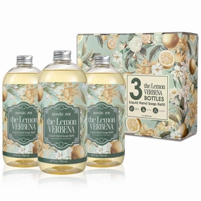Liquid Hand Soap Refill Gift Set-3 Pack, Cruelty-Free and Biodegradable Formula, Moisturizing Hand Wash with Essential Oil for Sensitive Skin, Lemon Verbena Scent,(26Fl Oz x 3)