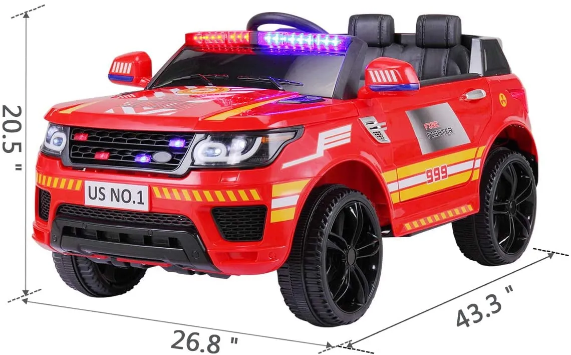 LISUEYNE Kids Ride on Police Car, 12V Electric Car for Boys Girls Age 3 , Flashing Siren, Microphone, Remote Control, Red