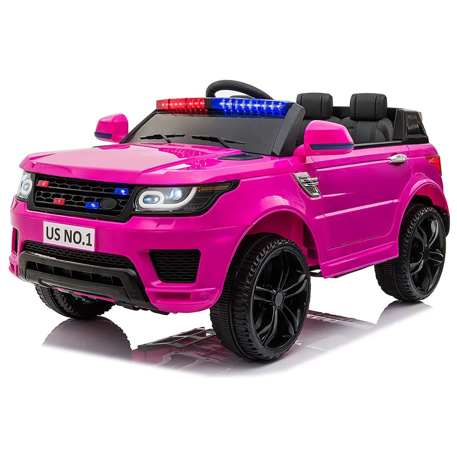 LISUEYNE Kids Ride on Police Car, 12V Electric Car for Boys Girls Age 3 , Flashing Siren, Microphone, Remote Control, Red
