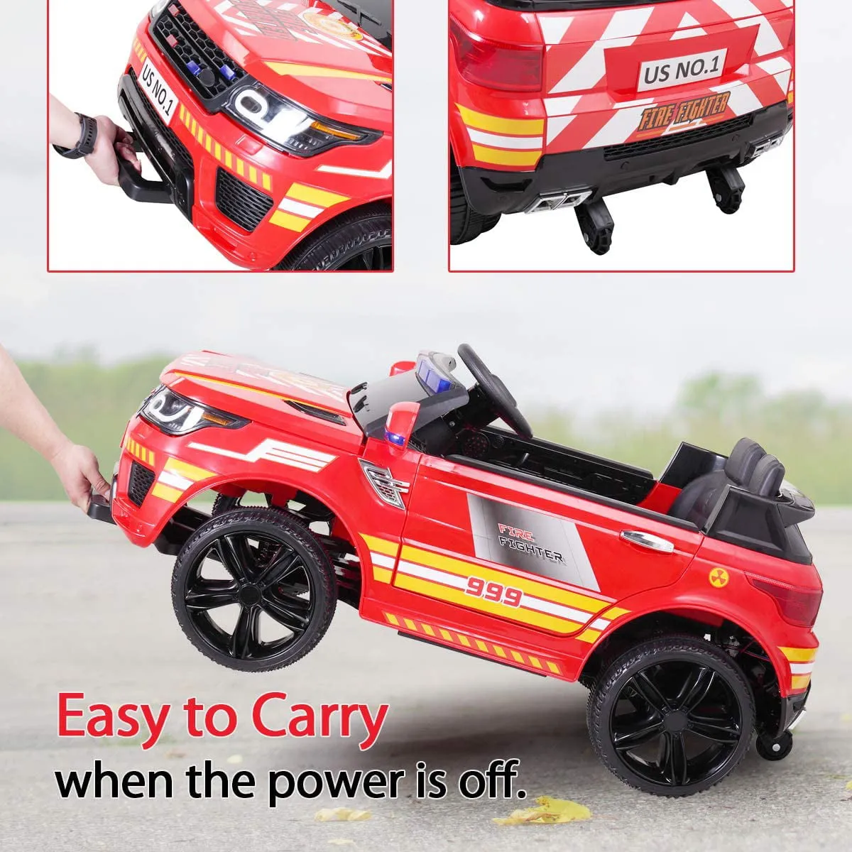 LISUEYNE Kids Ride on Police Car, 12V Electric Car for Boys Girls Age 3 , Flashing Siren, Microphone, Remote Control, Red