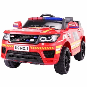 LISUEYNE Kids Ride on Police Car, 12V Electric Car for Boys Girls Age 3 , Flashing Siren, Microphone, Remote Control, Red