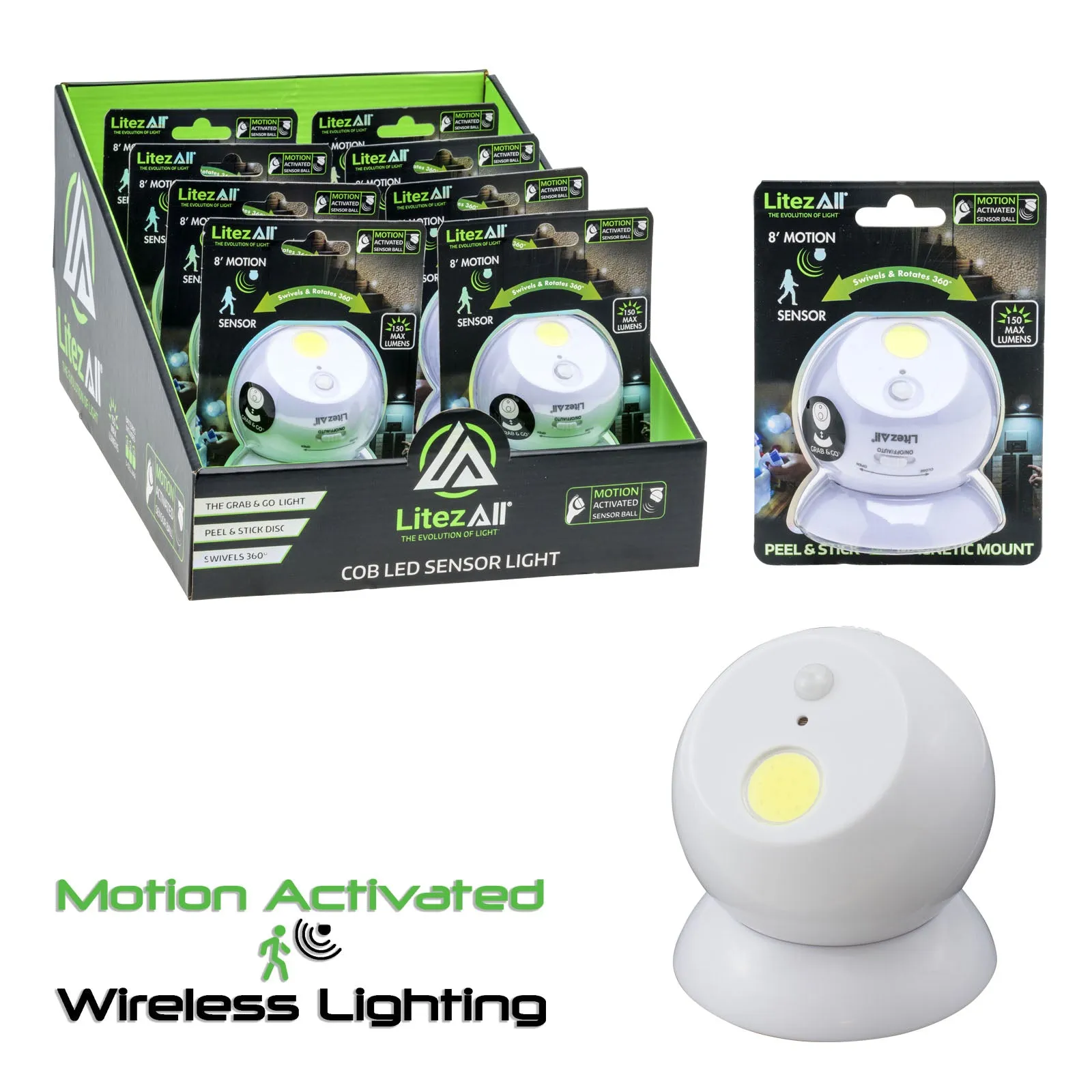 LitezAll Sensor Ball Motion Activated COB LED Ball Light