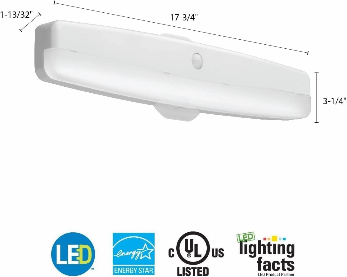 Lithonia Lighting 18 Inch LED Kitchen Light Fixture, Ceiling Flush Mount Lighting, Closet Light with Motion Sensor, 120 Volts, 14 Watts, Damp Listed, 925 Lumens, White (FMMCL 18 840 PIR M4)