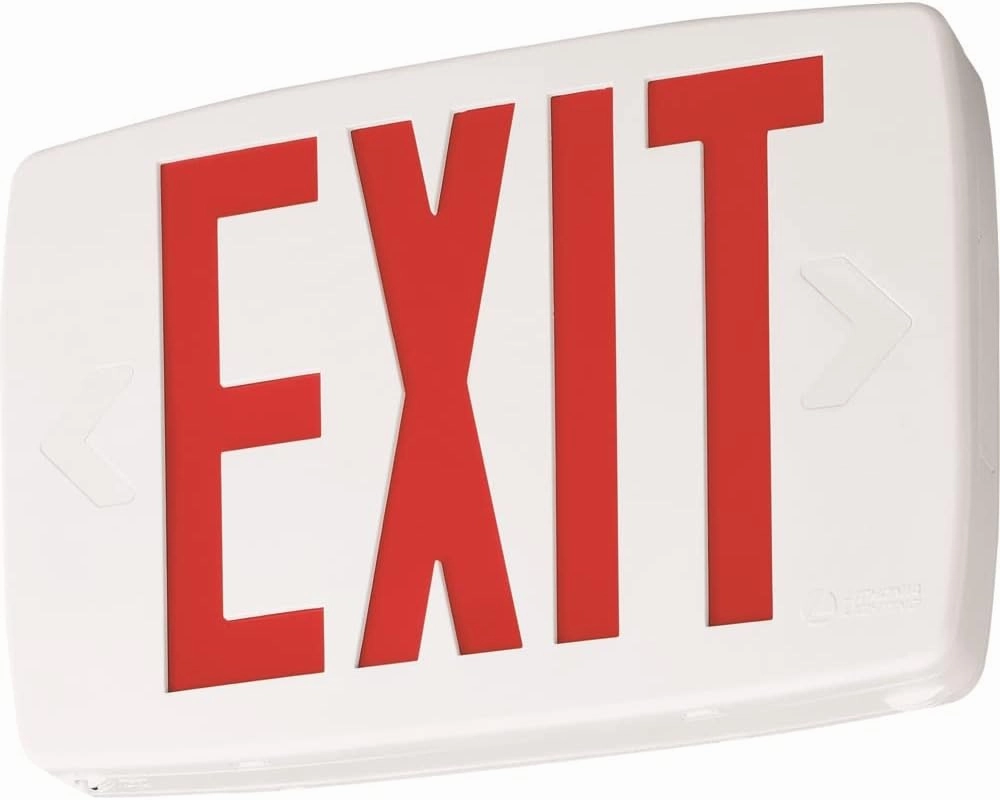 Lithonia Lighting Quantum LED Emergency Exit Sign, Thermoplastic Exit Only Sign with Stencil-Faced White Housing and Red Letters (LQM S W 3 R 120/277 M6)