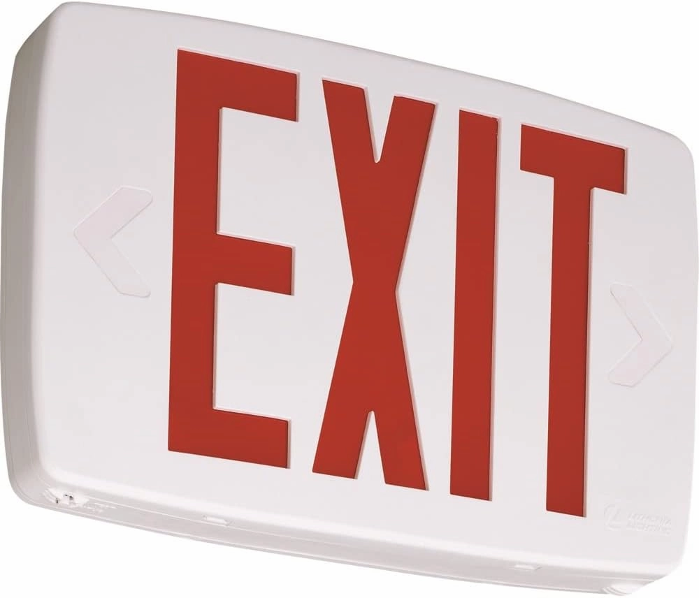 Lithonia Lighting Quantum LED Emergency Exit Sign, Thermoplastic Exit Only Sign with Stencil-Faced White Housing and Red Letters (LQM S W 3 R 120/277 M6)