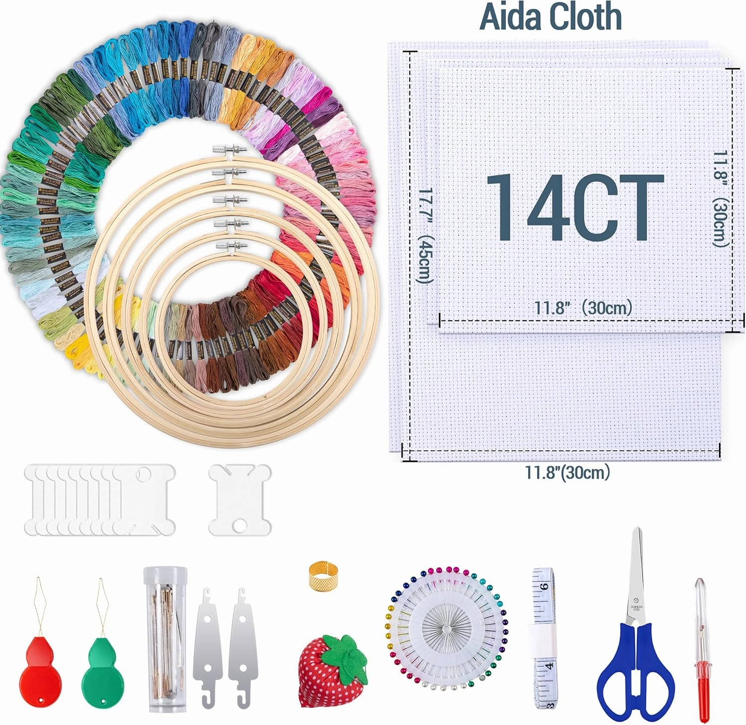 LoDrid Embroidery Kit, Embroidery Project Bag with Embroidery Kit, Portable Craft Carry Case with Starter Kit, Embroidery Supplies Storage Bag and Cross Stitch Kits for Beginner, Adults, Purple