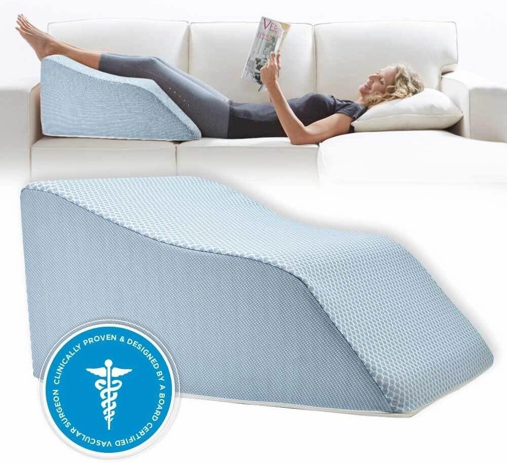 Lounge Doctor Elevating Leg Rest Wedge Pillow, Light Blue, Medium