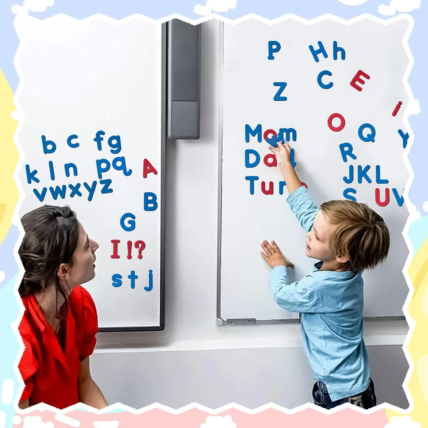 LOVESTOWN Magnetic Alphabet Letters Kit for Kids, Double Sided Magnetic Board with Storage Box, Educational Learning Toys for Preschool Classroom and Home, 234 Pieces
