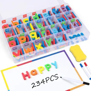 LOVESTOWN Magnetic Alphabet Letters Set for Toddlers, Educational Learning Kit with Double-Sided Board and Storage Box, 234 PCS