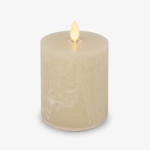 Luminara Seaglass Rechargeable Flameless LED Candle, Fog 3" x 4.5", Moving Flame Pillar Timer USB Type-C Charging Cable Unscented Real Wax