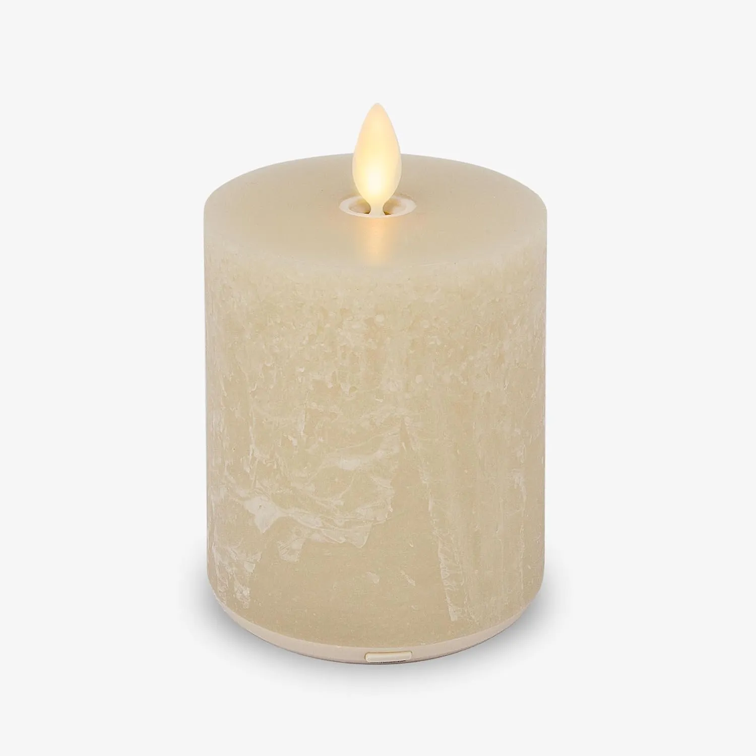 Luminara Seaglass Rechargeable Flameless LED Candle, Fog 3" x 4.5", Moving Flame Pillar Timer USB Type-C Charging Cable Unscented Real Wax