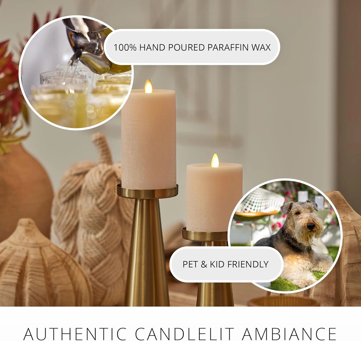 Luminara - Flameless LED Battery Operated Flickering Pillar Candles - Irish Cream - Pack of 1-3x4.5 - Realistic Moving Flame Real Wax Indoor/Outdoor