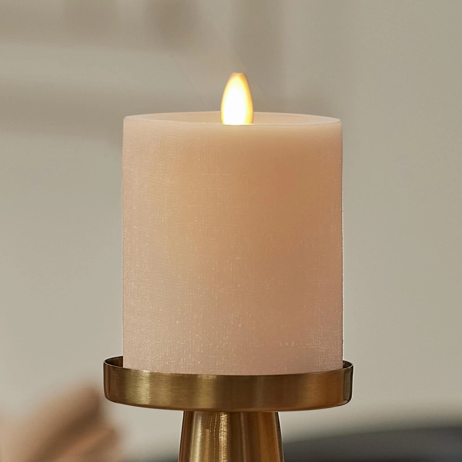 Luminara - Flameless LED Battery Operated Flickering Pillar Candles - Irish Cream - Pack of 1-3x4.5 - Realistic Moving Flame Real Wax Indoor/Outdoor