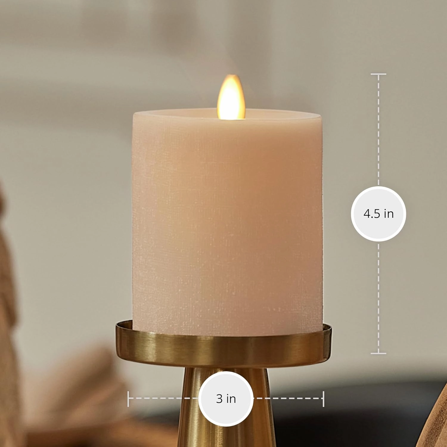 Luminara - Flameless LED Battery Operated Flickering Pillar Candles - Irish Cream - Pack of 1-3x4.5 - Realistic Moving Flame Real Wax Indoor/Outdoor