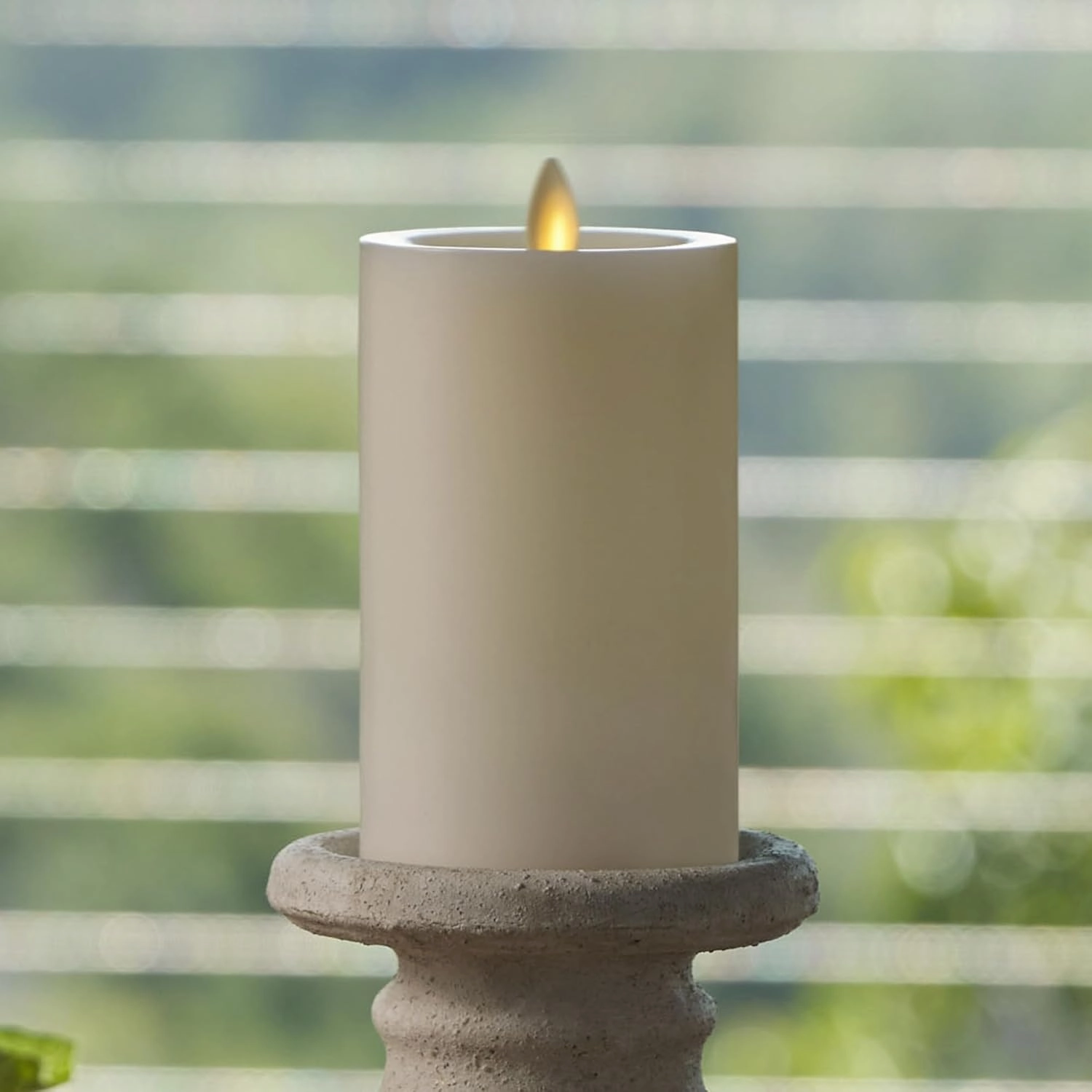 Luminara - Flameless LED Battery Operated Flickering Pillar Candles - Pearl Ivory - Pack of 1-3x5.5 - Realistic Moving Flame Real Wax Indoor/Outdoor