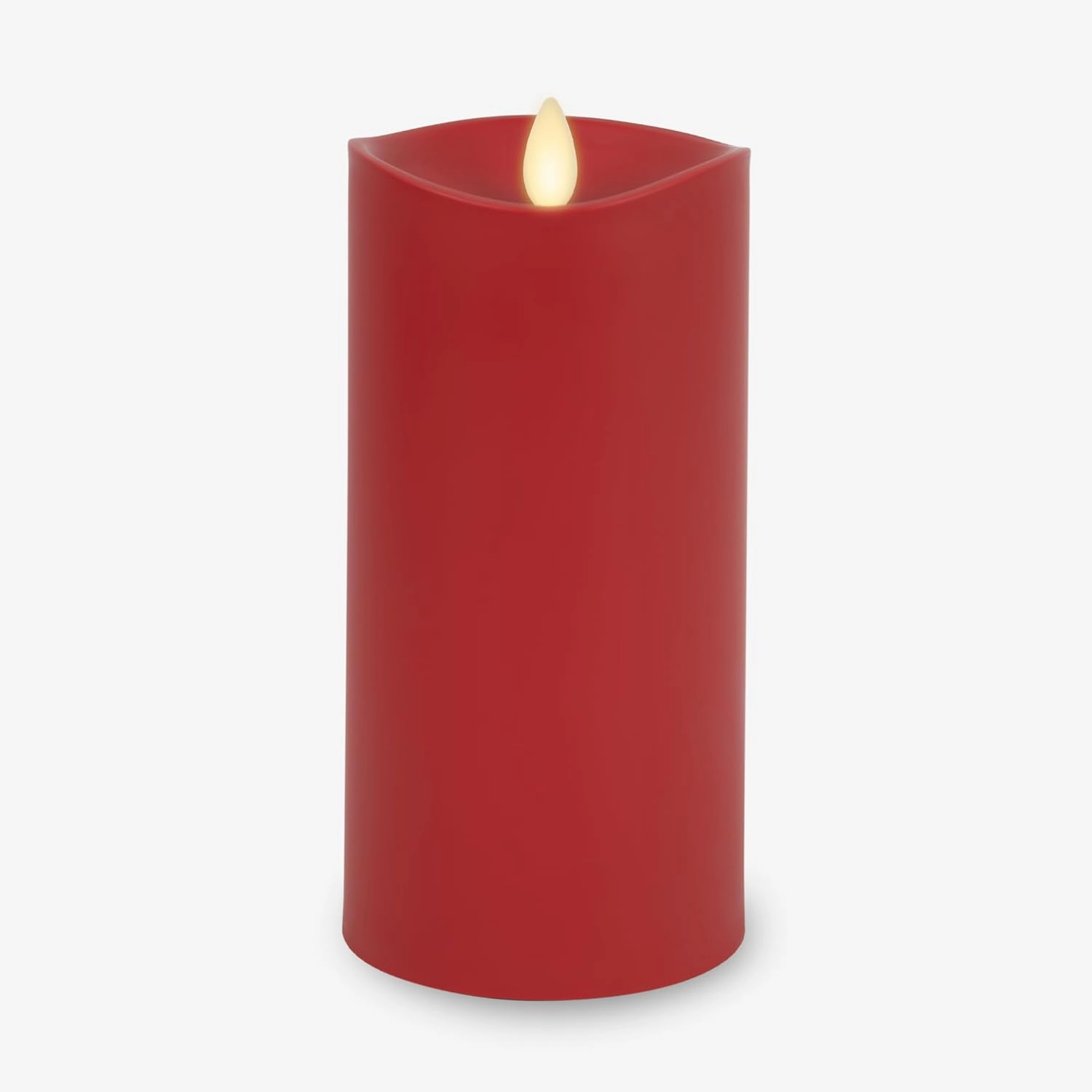 Luminara Outdoor Flameless LED Candle, Cherry Red 3.25" x 7", Moving Flame Pillar Timer Battery Operated Premium Plastic IPX4 Water Resistance