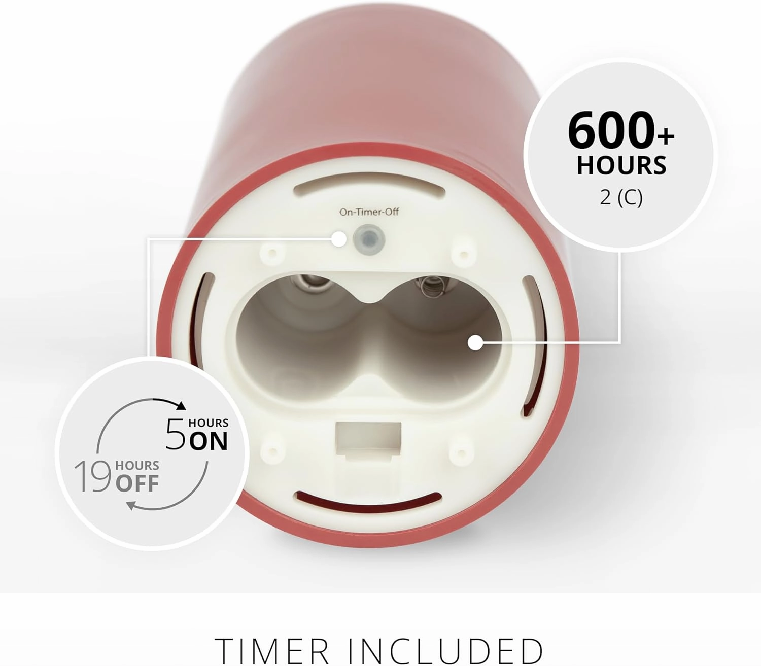 Luminara Outdoor Flameless LED Candle, Cherry Red 3.25" x 7", Moving Flame Pillar Timer Battery Operated Premium Plastic IPX4 Water Resistance
