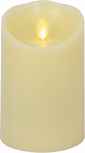 Luminara Scalloped Edge Flameless LED Candle - Ivory 3.5" x 5" - Real Wax Pillar Battery Operated Moving Flame w/Timer Unscented 1000Hr Runtime