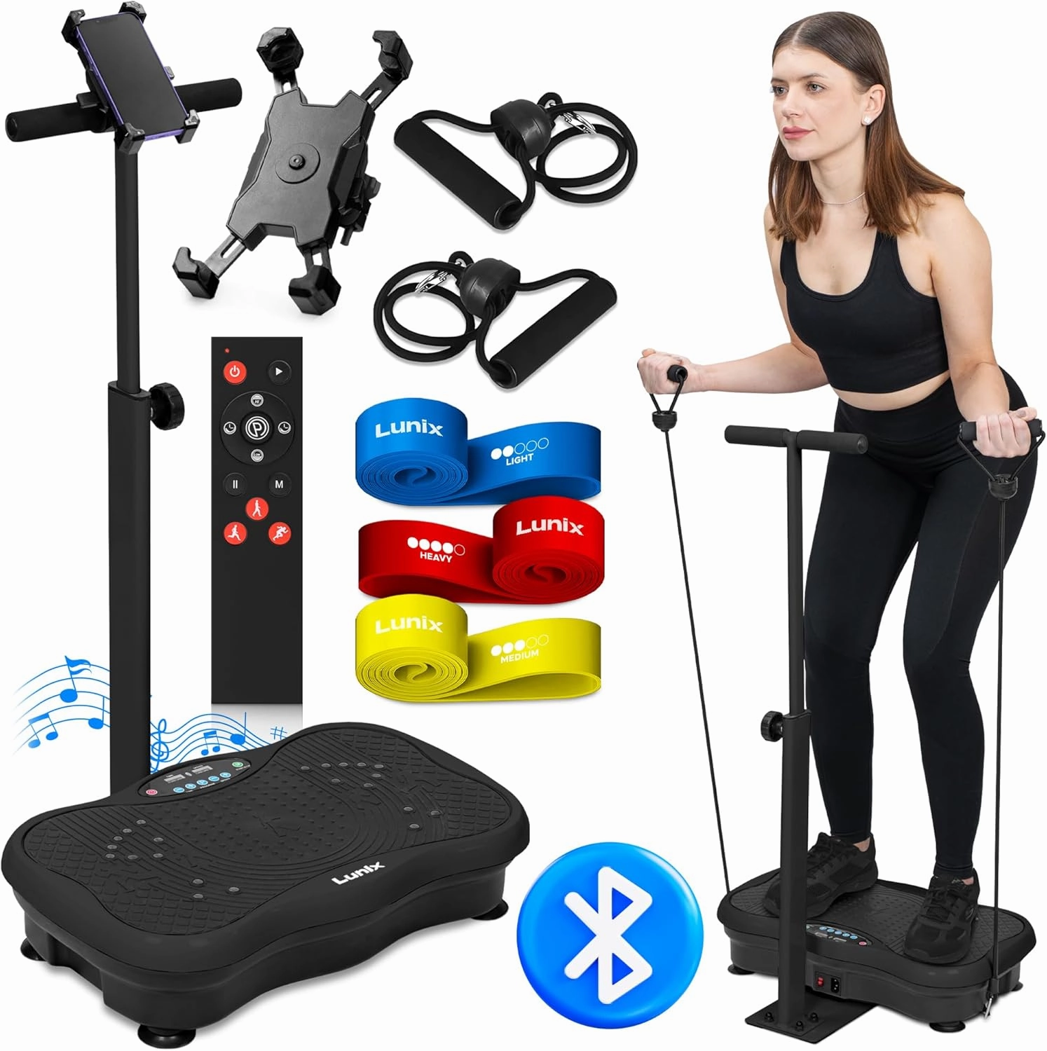 Lunix LX18 Vibration Plate Exercise Machine with Handles & Magnetic Acupoints, Power Platform for Lymphatic Drainage, Full Body Workout Home Fitness Equipment with Phone Holder