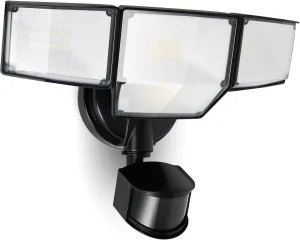 LUTEC 80W 9000LM LED Security Light Motion Sensor Outdoor Lights, 4 Head LED Flood Lights Outdoor 5000K Daylight, IP65 Waterproof, Motion Detected Lights for Outside, House, Garage, Yard (Black)