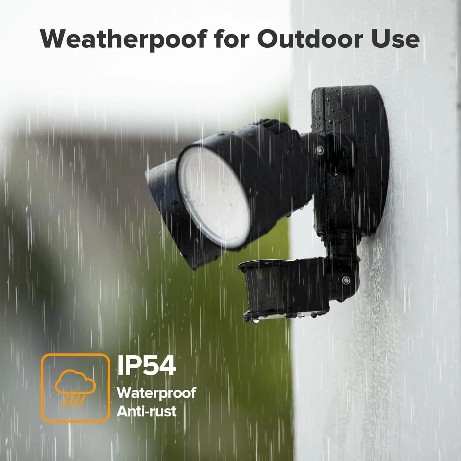 LUTEC Shrimp P6221B-PIR24 2000 Lumen 18 Watt 26 LED Motion Activated Integrated Dual-Head Floodlight Outdoor, IP54 Waterproof Exterior Security Wall Light for Patio, Garden, Yard-Black, 2 Pack