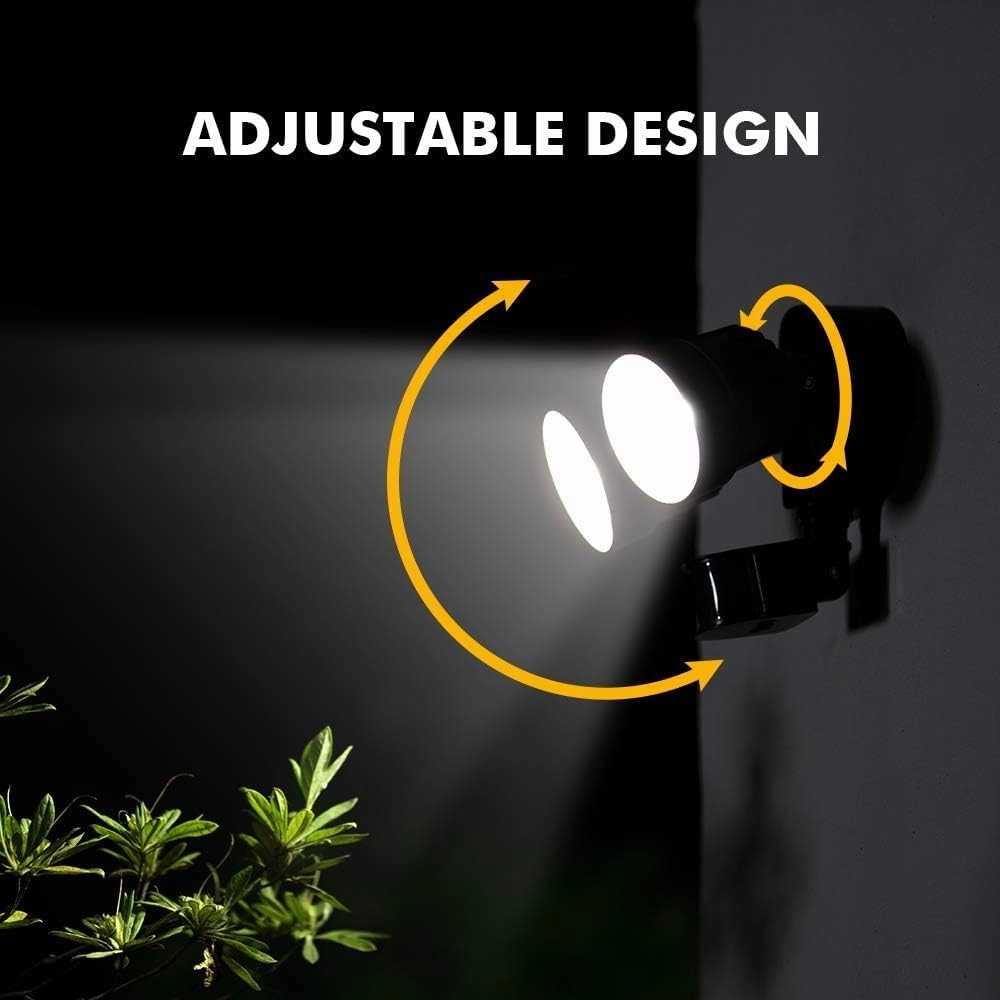 LUTEC Shrimp P6221B-PIR24 2000 Lumen 18 Watt 26 LED Motion Activated Integrated Dual-Head Floodlight Outdoor, IP54 Waterproof Exterior Security Wall Light for Patio, Garden, Yard-Black, 2 Pack