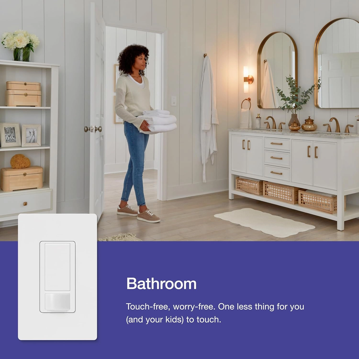Lutron Maestro Vacancy Motion Sensor Light Switch for Bathroom, Garage, Laundry Room, and Closet, for Any Light Bulbs, Auto Off Only, Single-Pole Only, No Neutral Required, MS-VPS2-BL, Black