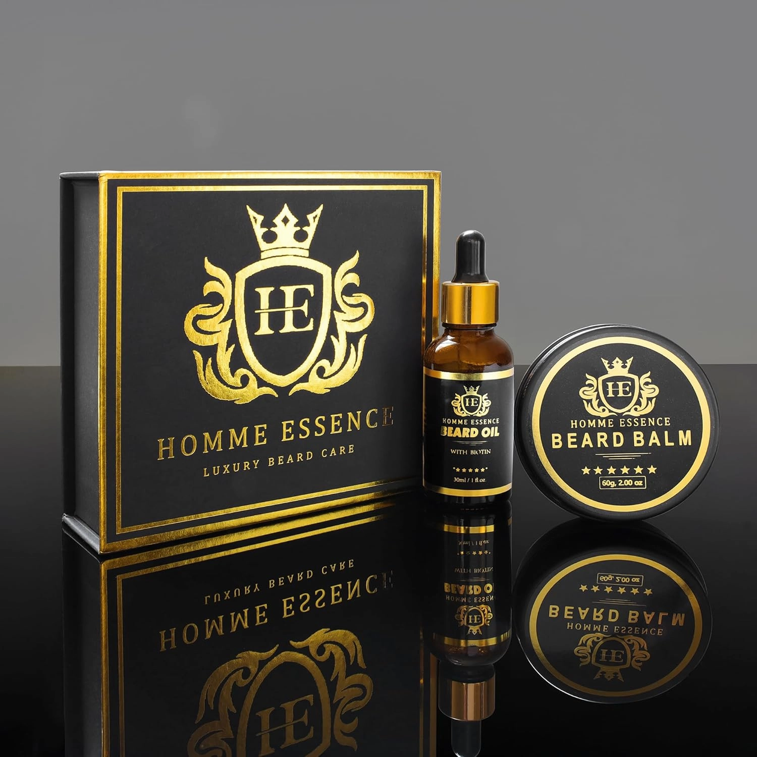 Luxury beard oil for men- Beard Growth Kit for men - Includes Beard Oil & Balm - Natural Ingredients, Sandalwood Scent - Nourish, Condition, Soften Facial Hair