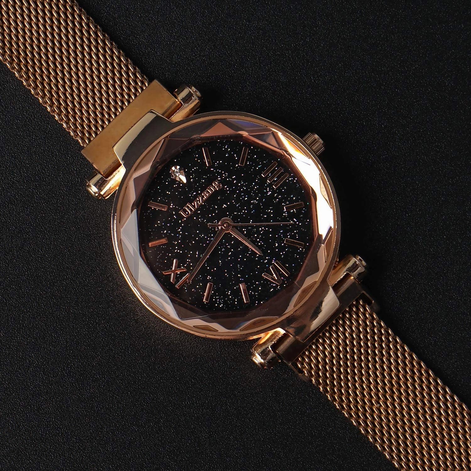 Luxury Quartz Starry Sky Dial Ladies Wrist Watches,Magnetic Mesh Band Watch and Bracelet Set…