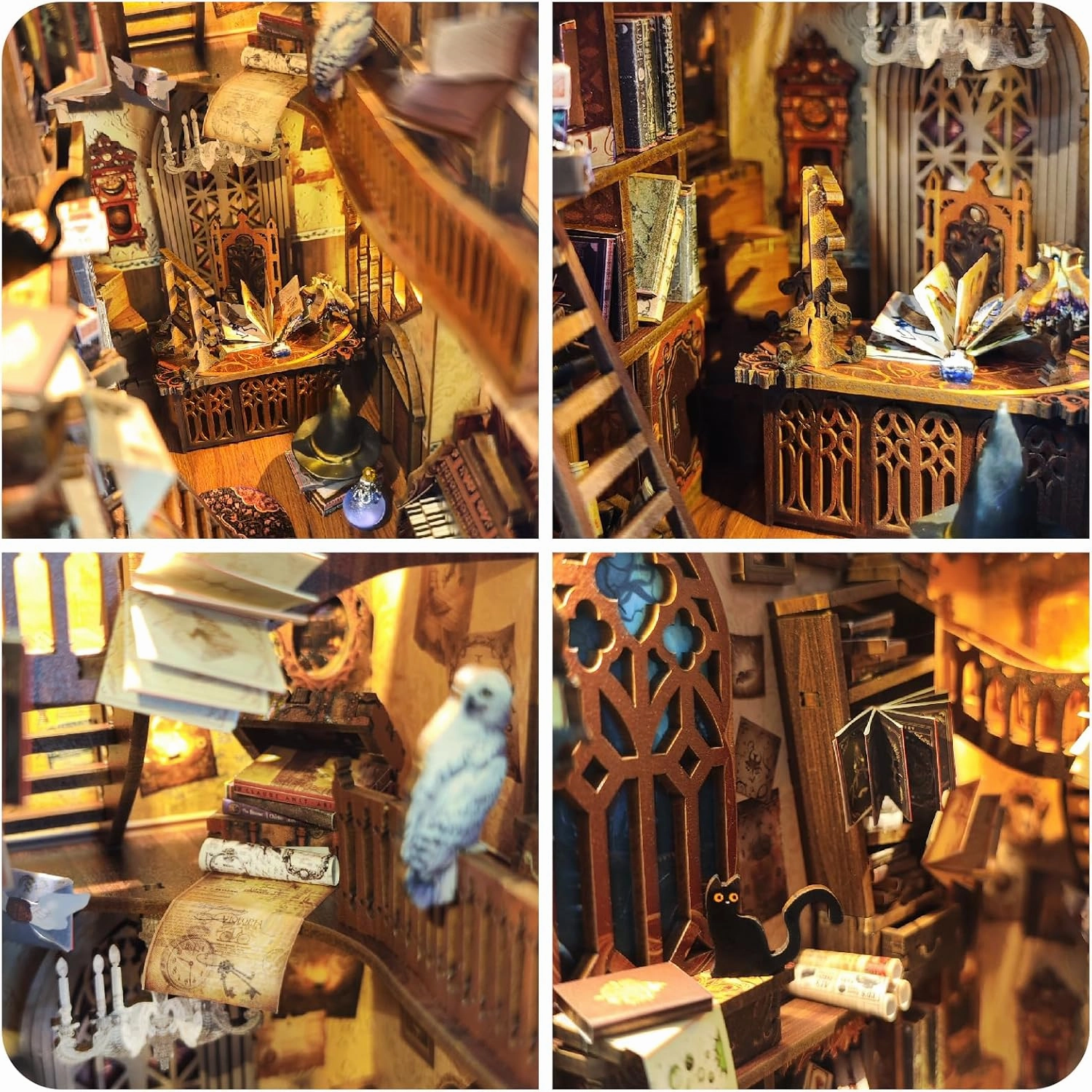 Magic Book Nook Kit - DIY Miniature House kit for Adults AMD Teens, Dollhouse Kit 3D Wooden Puzzle Book Nook Bookshelf Decor, Gifts for Family, Friends - Magic World(SQ-14)