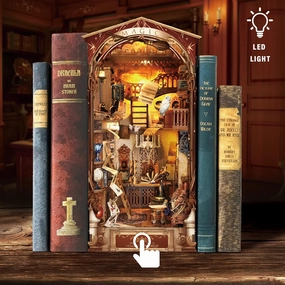 Magic Book Nook Kit - DIY Miniature House kit for Adults AMD Teens, Dollhouse Kit 3D Wooden Puzzle Book Nook Bookshelf Decor, Gifts for Family, Friends - Magic World(SQ-14)