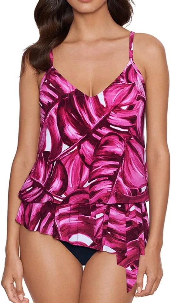 MagicSuit Women's Pink Palmas Camille Underwire Adjustable Tankini Top Separate