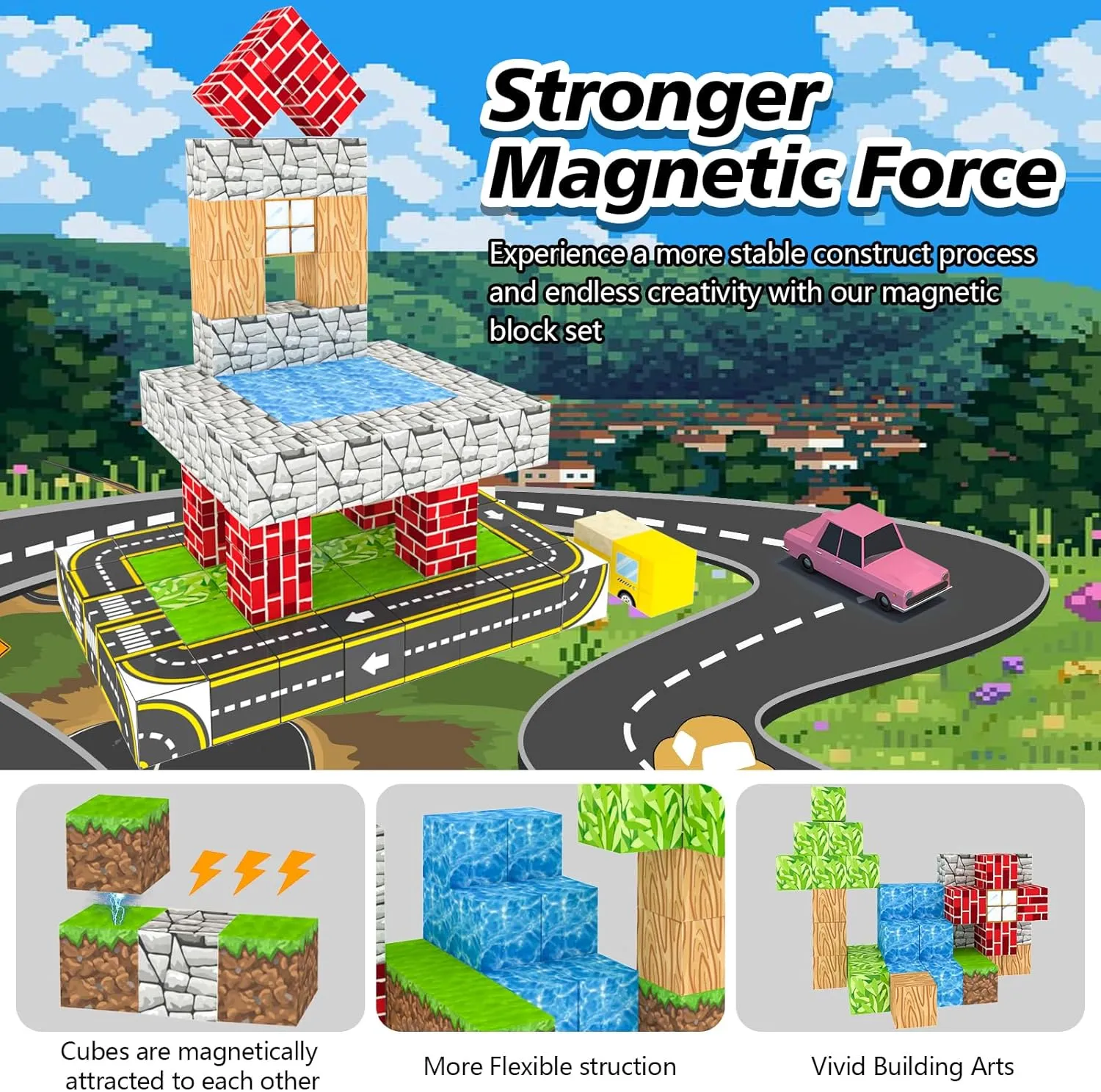 Magnetic Blocks - 32PCS Magnetic Building Blocks Toddler Toys STEM Sensory Toys for 3  Year Old Kids Boys & Girls Birthday Gifts