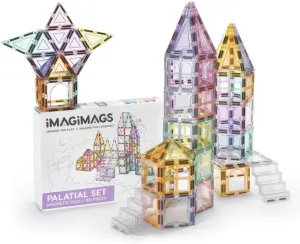 Magnetic Building Tiles, 108 Piece Palatial Set for Boys Girls Kids, Pastel Magnetic Tiles Activity Building Block Toddler Toys, STEM, Children Ages 3 Years  
