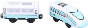 Magnetic Connection Battery Operated Electric Toys with Trolley for Toddlers Kids (Blue and White)