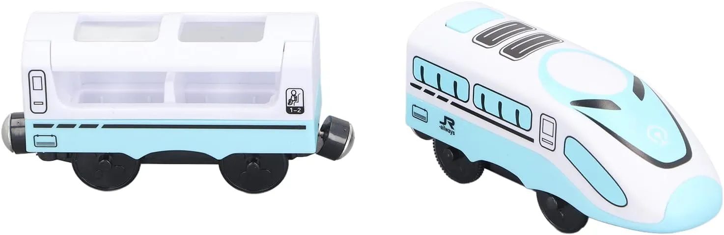 Magnetic Connection Battery Operated Electric Toys with Trolley for Toddlers Kids (Blue and White)