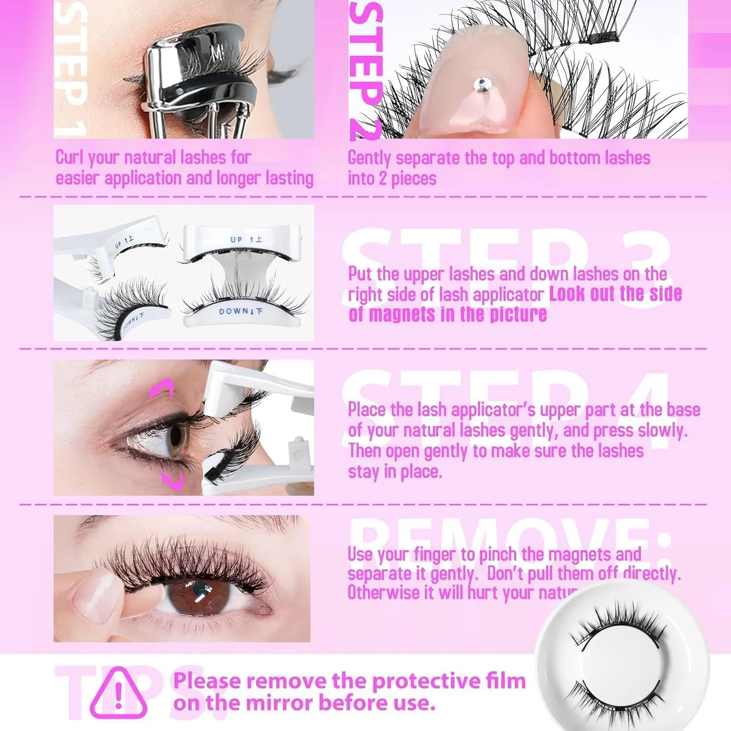 Magnetic Eyelashes with Applicator,2025 New Reusable Magnetic Eyelashes Natural Look No Glue or Liner Needed,Upgraded Soft Lashes for Daily Use(Natural Simple)