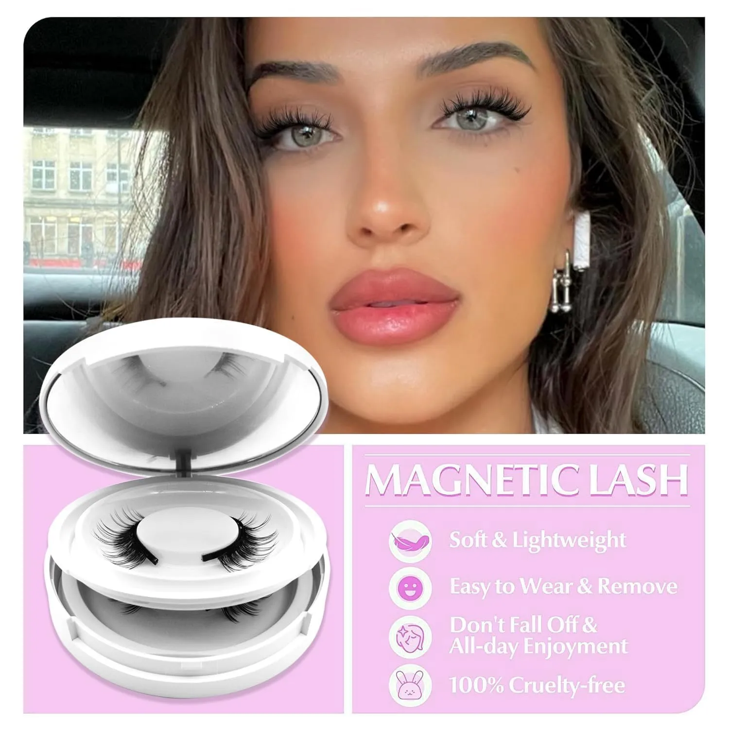 Magnetic Eyelashes with Applicator,2025 New Reusable Magnetic Eyelashes Natural Look No Glue or Liner Needed,Upgraded Soft Lashes for Daily Use(Natural Simple)