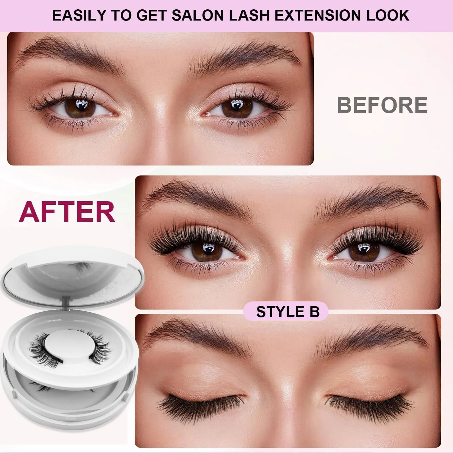 Magnetic Eyelashes with Applicator,2025 New Reusable Magnetic Eyelashes Natural Look No Glue or Liner Needed,Upgraded Soft Lashes for Daily Use(Natural Simple)