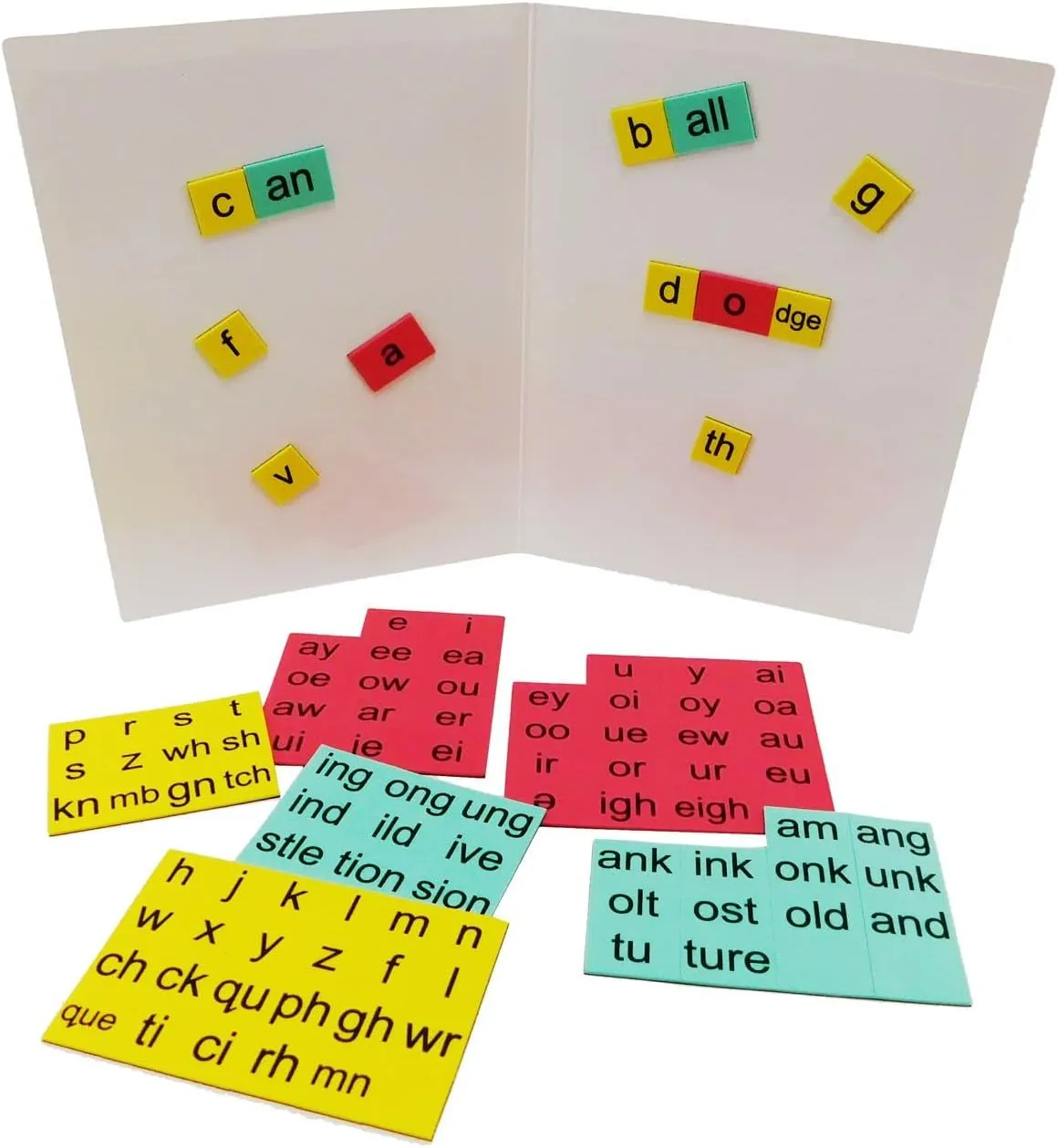 Magnetic Foam Reading Tiles with Folding Magnetic Board –Homeschool and Classroom Portable Magnetic Manipulative Set (Third Grade)